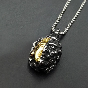 

men necklace Buddha jewelry on the neck pendant stainless steel chain necklace Half Devil Buddha hip hop punk necklace wholesale