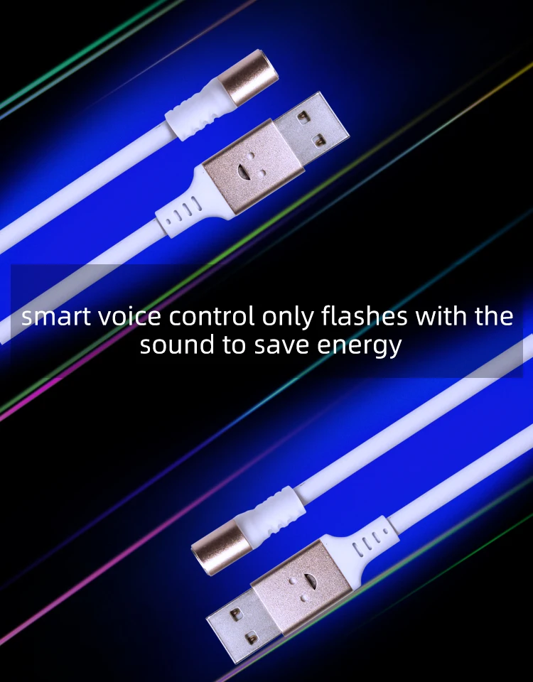 Магнитный зарядный usb-кабель CHAURE type C, светящийся провод для передачи данных Micro USB для Iphone, голосовое управление, светодиодный usb-кабель