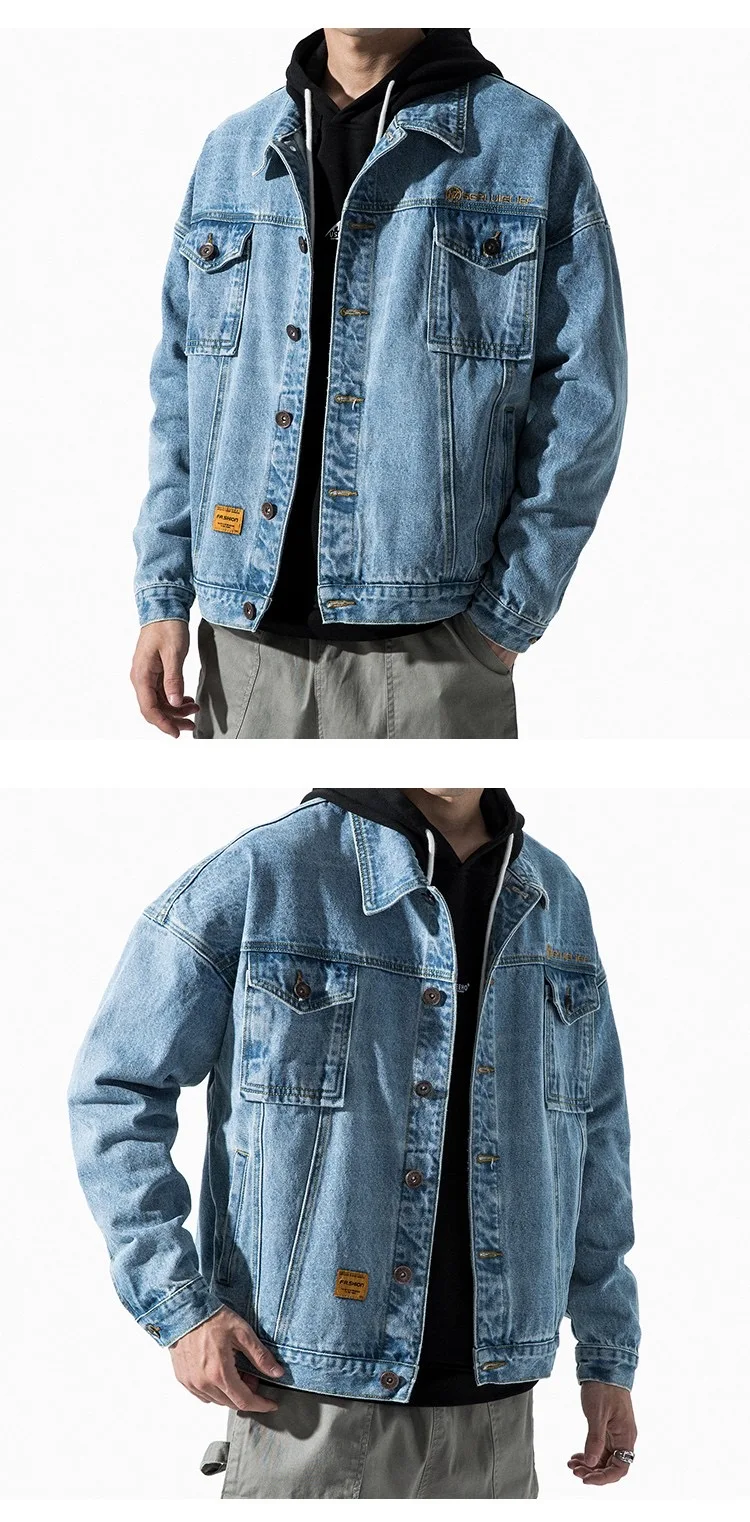 Men's denim jacket spring and autumn Korean style loose large size casual trend all-match
