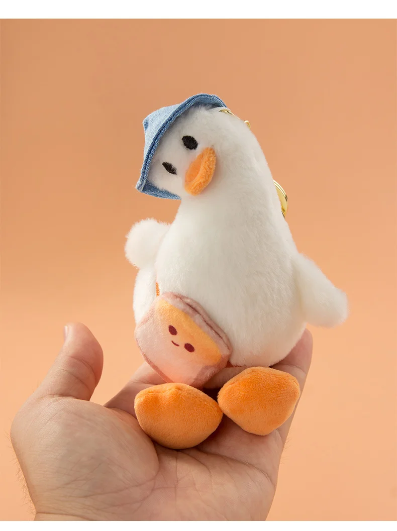 Cartoon Lovely duck crooked neck Doll Keychain Yellow White Car Bag Accessory Cute Plush Boy Girl Couple Keyring Lover Pendant