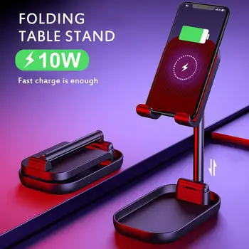 

Universal Adjustable Desk Phone Stand 10W Fast Wireless Charge Holder Plastic Retractable Portable Lazy Bracket For IPhone IPad