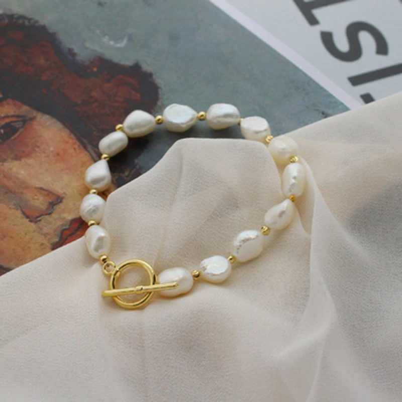 

2019 New Bracelet Natural Freshwater PearlS paired with Hand designed Women's Party Gift