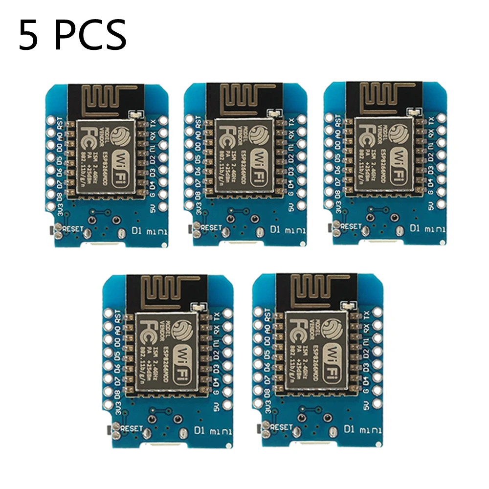 

5Pcs ESP8266 ESP-12 Wemos D1 Mini WiFi Development Board Micro USB 3.3V Based On ESP-8266 With Pin ESP12 WeMos D1 Mini Module