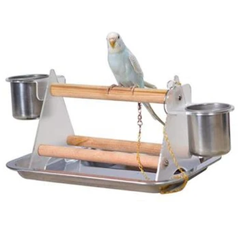 

Practical Bird Play Stand Cockatiel Playground Gym Playpen Triangular Bird Stand Racks Feeder for Small Medium Parrots