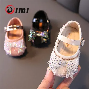 

DIMI Autumn Baby Girls Shoes Soft Comfortable Girl Toddler Shoes Cute Bow Rhinestone Shiny Party Infant Princess Shoes