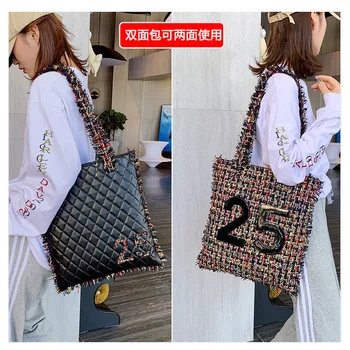 

High-quality Texture Women's Single Shoulder Diagonal Bag 2019 New Korean Popular Wild Woolen Rhombus Fashion Tote Bag