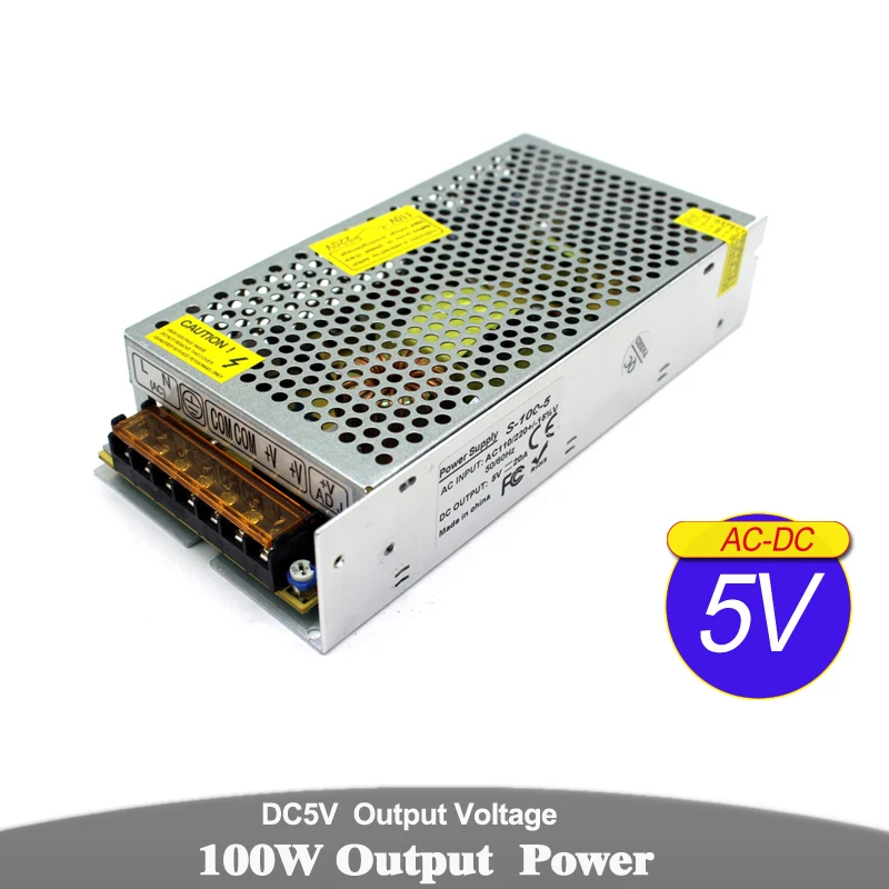 

Universal DC5V Power Supply Switching 20A 100W LED Driver Transformers 110V 220V AC to DC 5V SMPS For USB Strip Light Lamp CCTV