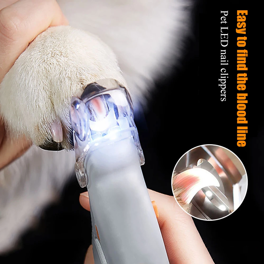 Perro tijeras de uñas para uñas Clippers de aseo de tijeras para garras de gato y perro productos con luz Led de tijeras de uñas SD