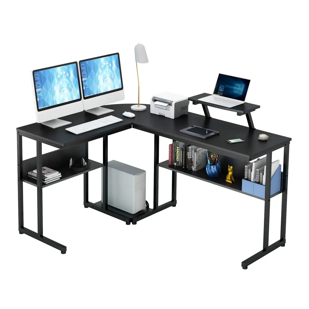 Details about   L Shaped Desk Corner Computer Gaming Laptop Table Workstation Home Office Desk 