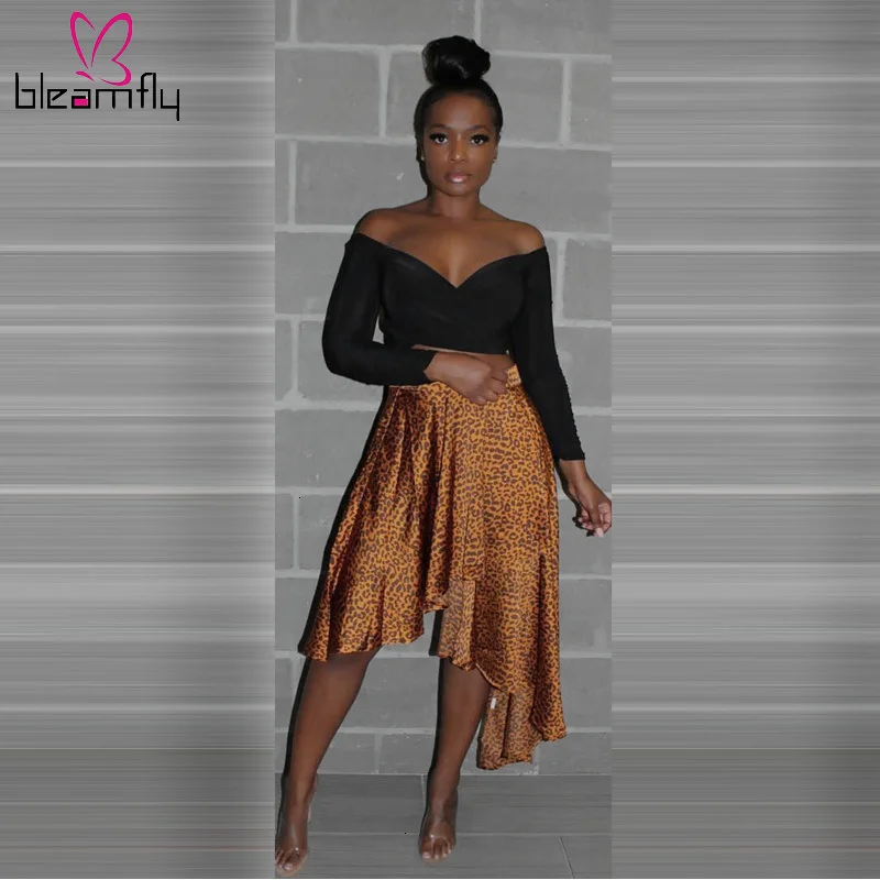 

New Winter Women Autumn Leopard Print High Waist Midi Length Pleated Skirts Vintage Classic Skirt Plus Size Irregular