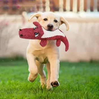 

Fast Delivery Pet Dog New Toy Linen Plush Animal Toy Dog Chew Squeaky Noise Cleaning Teeth Crocodile Shaped Pet Toy Pet Gift