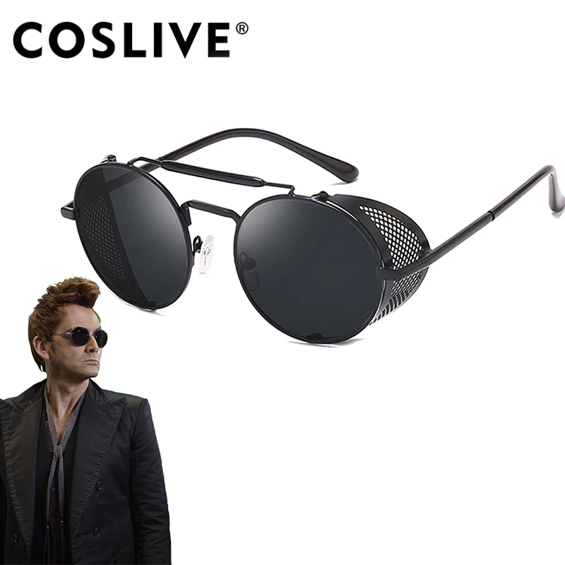 Coslive Crowley очки в стиле Косплей Good O Мужские солнцезащитные круглые металлические