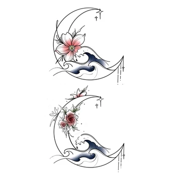 Nowa tymczasowa naklejka tatuaż dla kobiet dziewczyna gwiazda księżyc róża kwiaty wodoodporna tatuaż ręka stóp tatuaże do ciała fałszywe naklejki tatuaże tanie i dobre opinie webeautybox Jedna jednostka CN (pochodzenie) 10 5X6 CM temporaryTattoo for women Girl Zmywalny tatuaż Safe and non-toxic Temporary tattoo Sticker