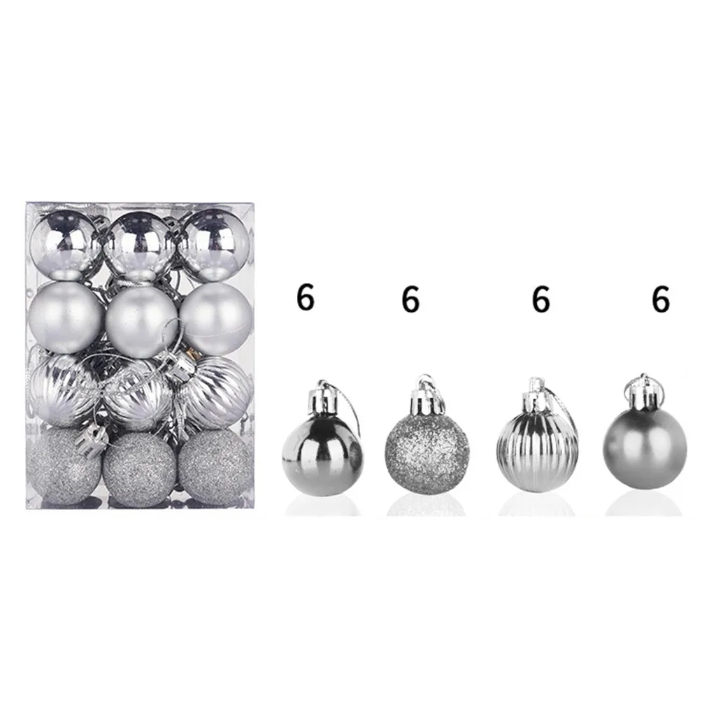 Christmas Balls Christmas Tree Ornaments 30mm Christmas Xmas Tree Ball Bauble Hanging Home Party Ornament Decor 24PC#37 - Цвет: as the photo show