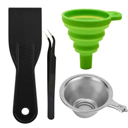 3D Printer Accessory Kit: Silicone Funnel, Metal UV Resin Filter Cup, Tweezers & Special Tool Shovel (Green)