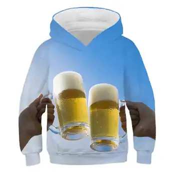 

2020 hot 3D beer print hoodie boy girl fashion children long sleeve beer pattern hoodie casual wear