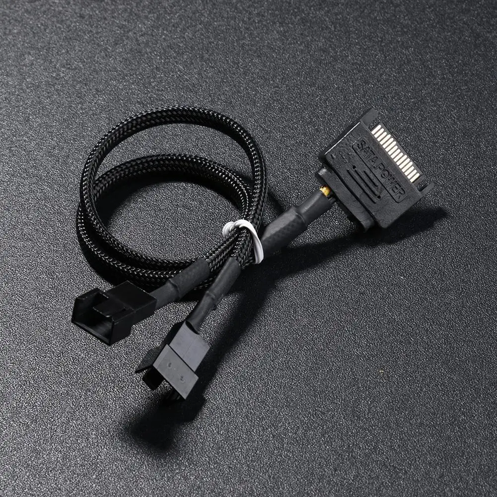 

Sleeved SATA 15Pin to 2 Way 3Pin 4Pin Fan Power Adapter Extension Cable