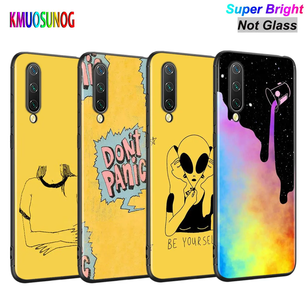 

Black Cover Yellow aesthetic for Xiaomi Mi A3 A2 A1 5X 6X 6 8 Lite 9 9SE CC9 F1 9T 9TPro Play Phone Case