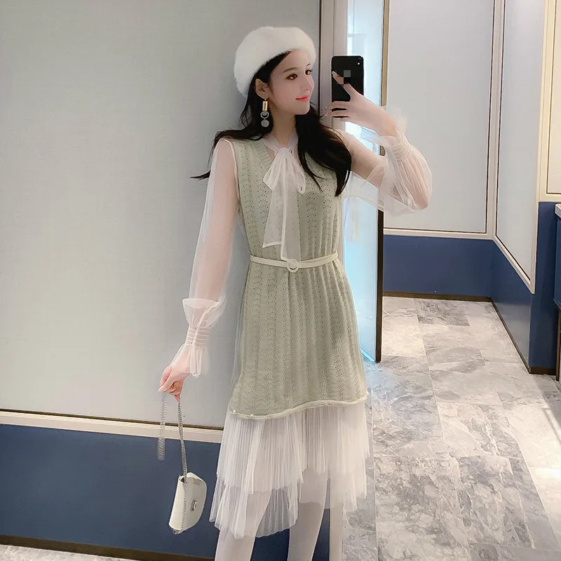 Осень 2019 Женский комплект из двух предметов винтажное праздничное пикантное