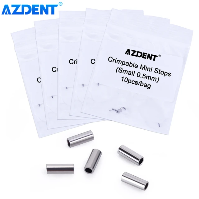 5 Packs AZDENT Dental Orthodontic Crimpable Hooks Mini Stops Buckle 0.5mm 0.8mm 10pcs/Pack Dentistry Supplies for Dentists