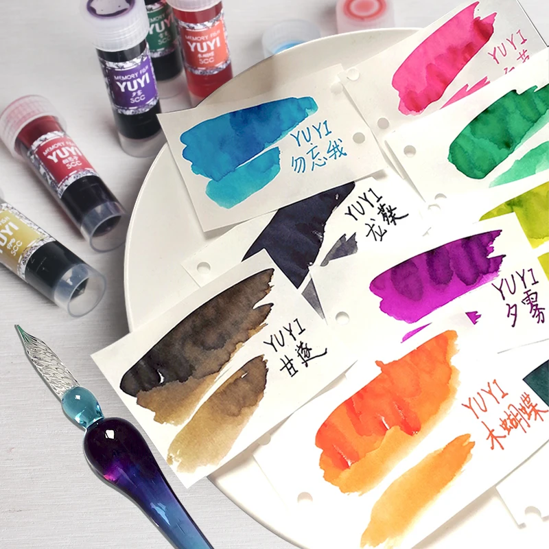 Fountain Pen Color Ink Non-carbon Gradient Powder-free Dip Pen Glass Star Stationery Paints