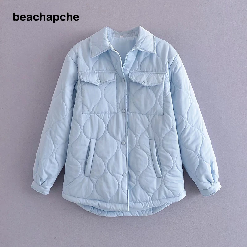 

Beachapche Argyle Casual Buttons Parkas Women Fashion Turn Down Collar Coats Women Elegant Pockets Cotton Jackets Female Ladies