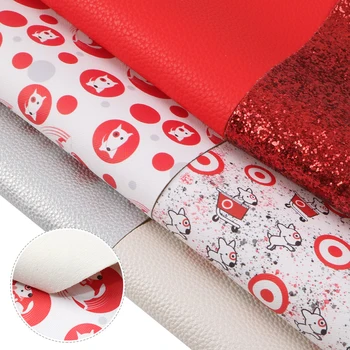 

6pcs/lot 20*34cm Chunky Glitter Printed Faux Synthetic Leather Fabric for Bows DIY Handmade Materials Projects Crafts,1Yc10689