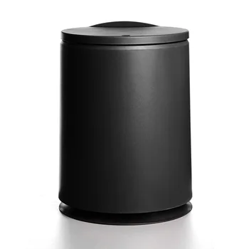 

Japanese Style Pressing Type Round Trash Can Plastic Flip Cover Double-Layer Waste Bins Standing Household Cleaning Tools Black