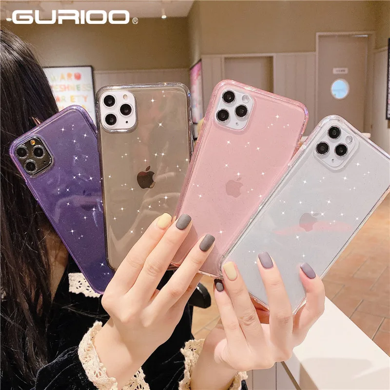 Fashion Glitter Transparent Bling Phone Cover For iPhone 7 8 6 6S Plus Clear TPU Soft Box 11 Pro Max X XS XR Case |