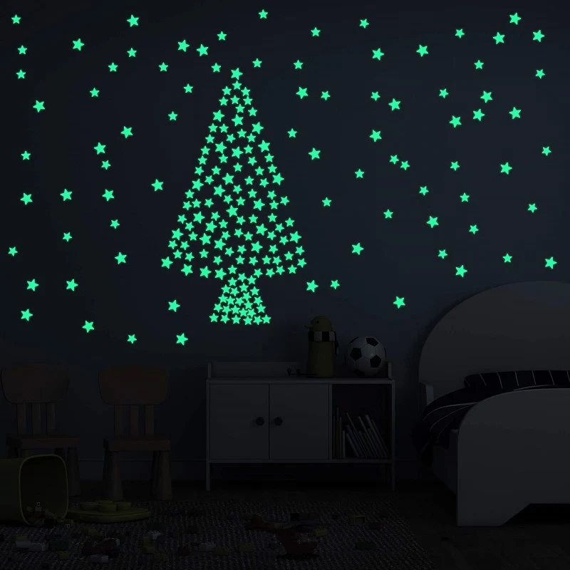 50Pcs Luminous 3D Stars Glow In The Dark Wall Stickers For Kids Baby Rooms Bedroom Ceiling Home Decor Fluorescent Star Stickers