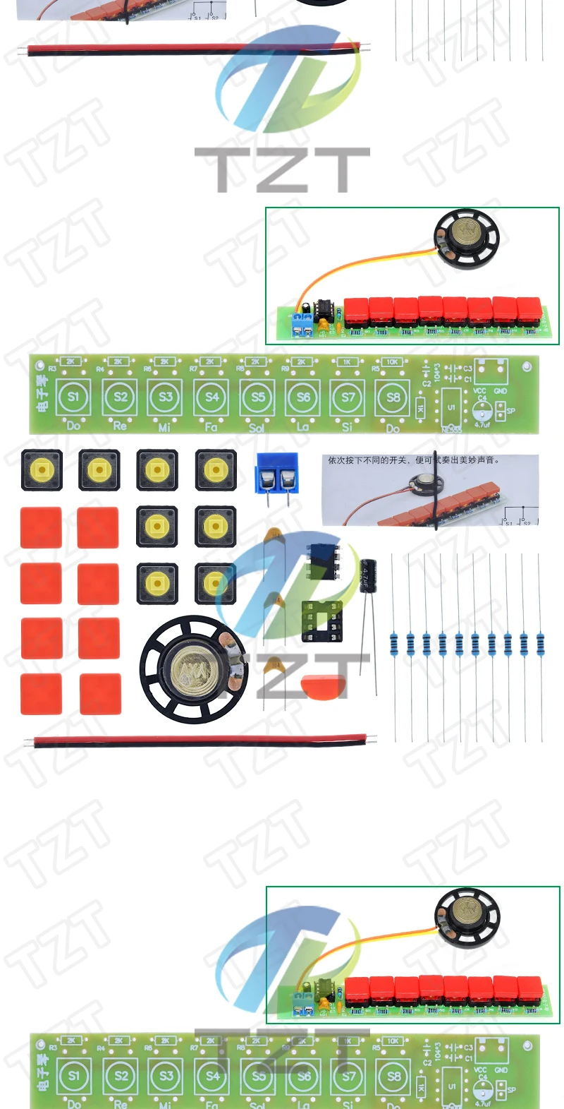 TZT 1/3set DIY Kit NE555 Komponente Elektronik E-Piano Orgel Modul – Detail 6