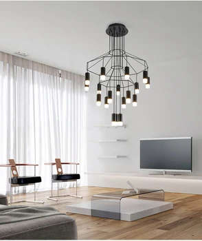 

Modern Minimalist Iron Art DIY Multipoint Pendant Lamp With 5W G9 LED Bulb Living Room Bar Decorative Hanging Lighting
