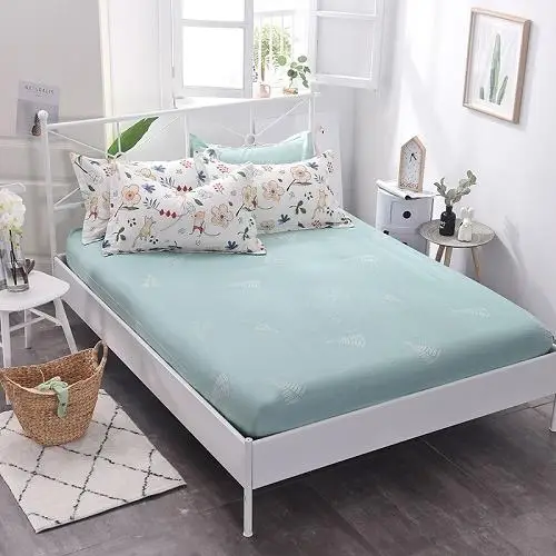 53 New Product 1pcs Cotton Printing bed mattress set with four corners and elastic band sheets - Цвет: lvye