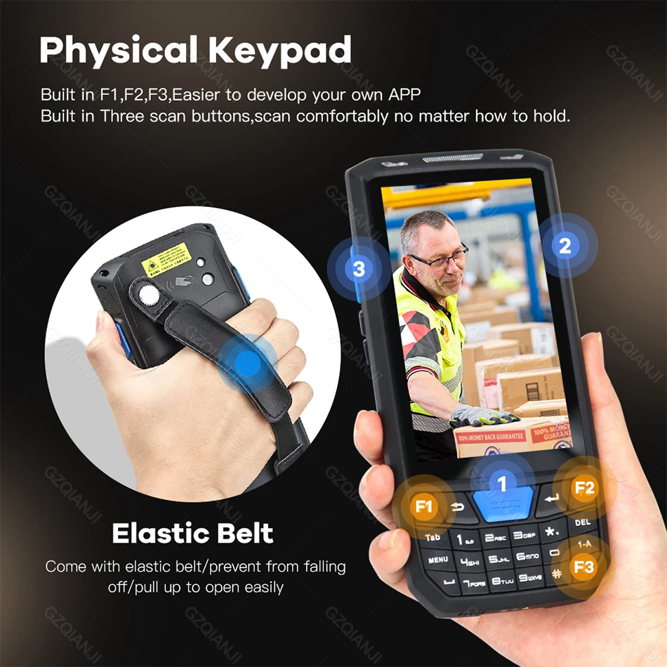 Android 9.0 Industrial Rugged PDA Handheld POS Terminal Laser Barcode Scanner Support Wireless WiFi 4G BT for Warehouse Express