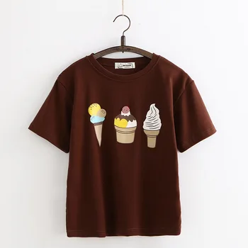 

2018 summer short sleeves regular short white T-shirt girl wear new style