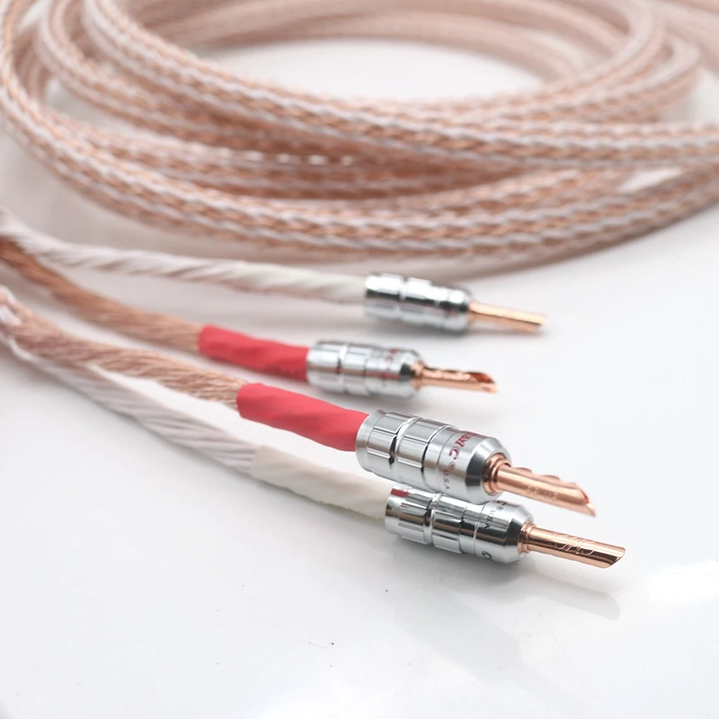 1pair KM 12TC 8N OCC Main Speaker cable Rhodium-plated Y plug 3M