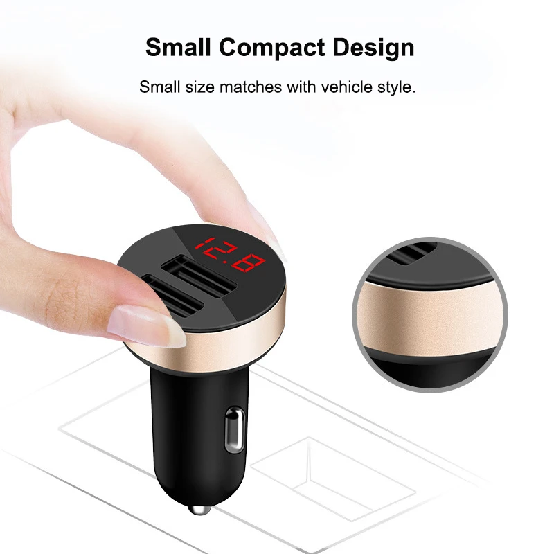 Автомобильное зарядное устройство с двумя usb-портами 3,1 А, светодиодный дисплей, универсальное автомобильное зарядное устройство для мобильного телефона Xiaomi, samsung S8, iPhone 6, 6s, 7, 8 Plus, планшет