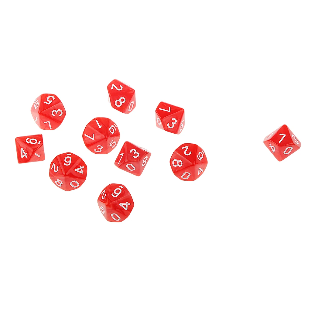 20x 22mm Ten Sided Dice D10 for Playing Dungeons D&D TRPG Roleplay Game Toys Party Gambling Dices Game Digital Dices