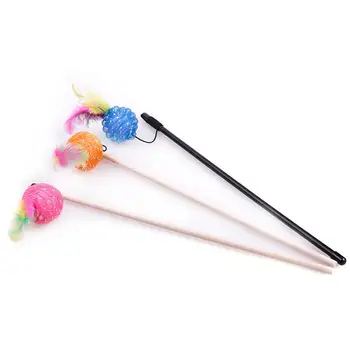 

Kapmore 1pc Funny Cat Teaser Plastic Ball Decor Faux Feather Funny Pet Teaser Toy Cat Interactive Toy Pet Supplies Random Color