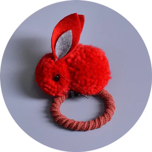 Red hair rope 1 шт. корейские милые плюшевые кролики девушки заколка для волос для женщин резинки для хвостика держатель эластичные резинки повязка для волос Головные уборы Аксессуары - Цвет: Red hair rope