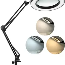 Lampe loupe de bureau 10 dioptrie lentille en verre véritable, 3 Modes de couleurs, lumière loupe LED et support pour l'artisanat
