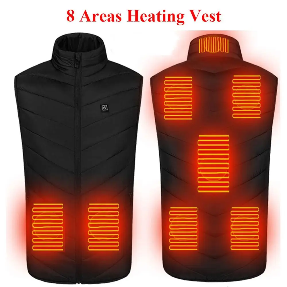 

8 Areas Men Heated vest Smart heating Cotton Vest USB Infrared Electric Heating Vest Women Outdoor Thermal Winter Warm Jacke