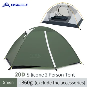 

BSWOLF 3 Season Ultralight Tent 2 Person Upgraded 20D Nylon Silicone Coated Fabric Waterproof Tourist Backpacking Tents