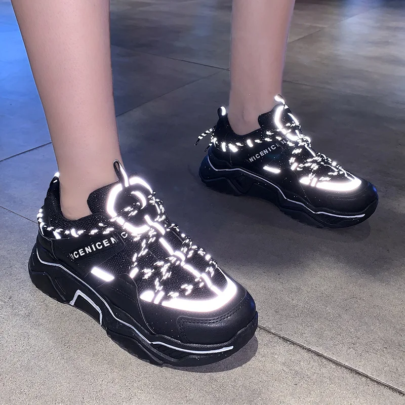 reflective platform shoes