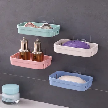 

Soap Dish Creative Free Punched Seemless Wall Hangers zao die Bathroom Plastic Simple Sucker Water Draining Soap Box