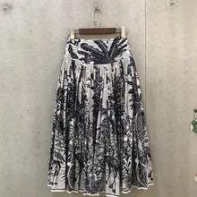 Весенняя новинка, Женская Роскошная плиссированная юбка с принтом, Женская Высококачественная юбка миди из хлопка, rmsx 11,18