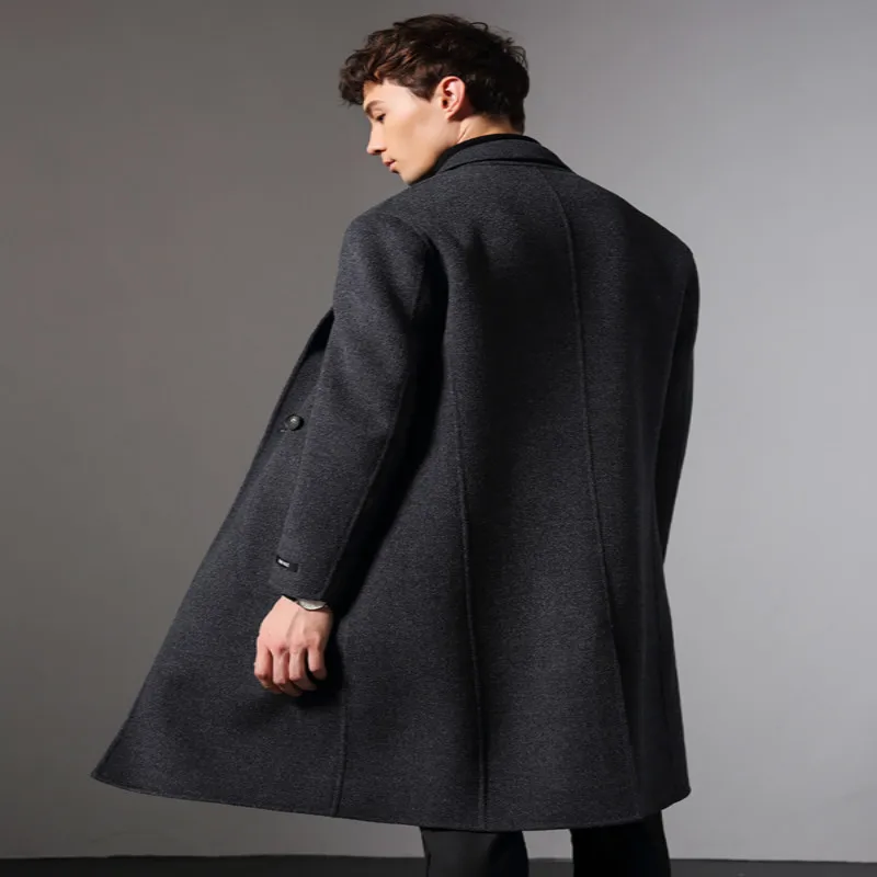 

Winter Brand Men's Coat 100% Wool Coat Man Clothes 2020 Korean Streetwear Long Woolen Jacket Abrigo Hombre Hiver LW1390