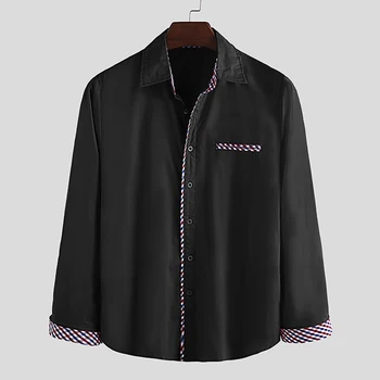 

Korean Casual Men Long Sleeve Lapel Shirt Comfort Cotton Fashion Elegant Joker Button Mens Blouse Streetwear Camisa Masculina