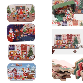 

2020 New Year Christmas Jigsaw Puzzle Modern Wooden DIY Small Gifts Children Hand Made Santa Puzzle Cartoon Puzzle Gift