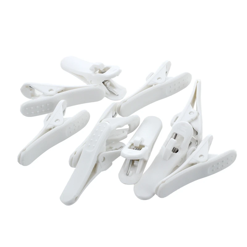 

White Plastic Headphone Earphone Cable Wire Clip Nip Holder 10 Pcs